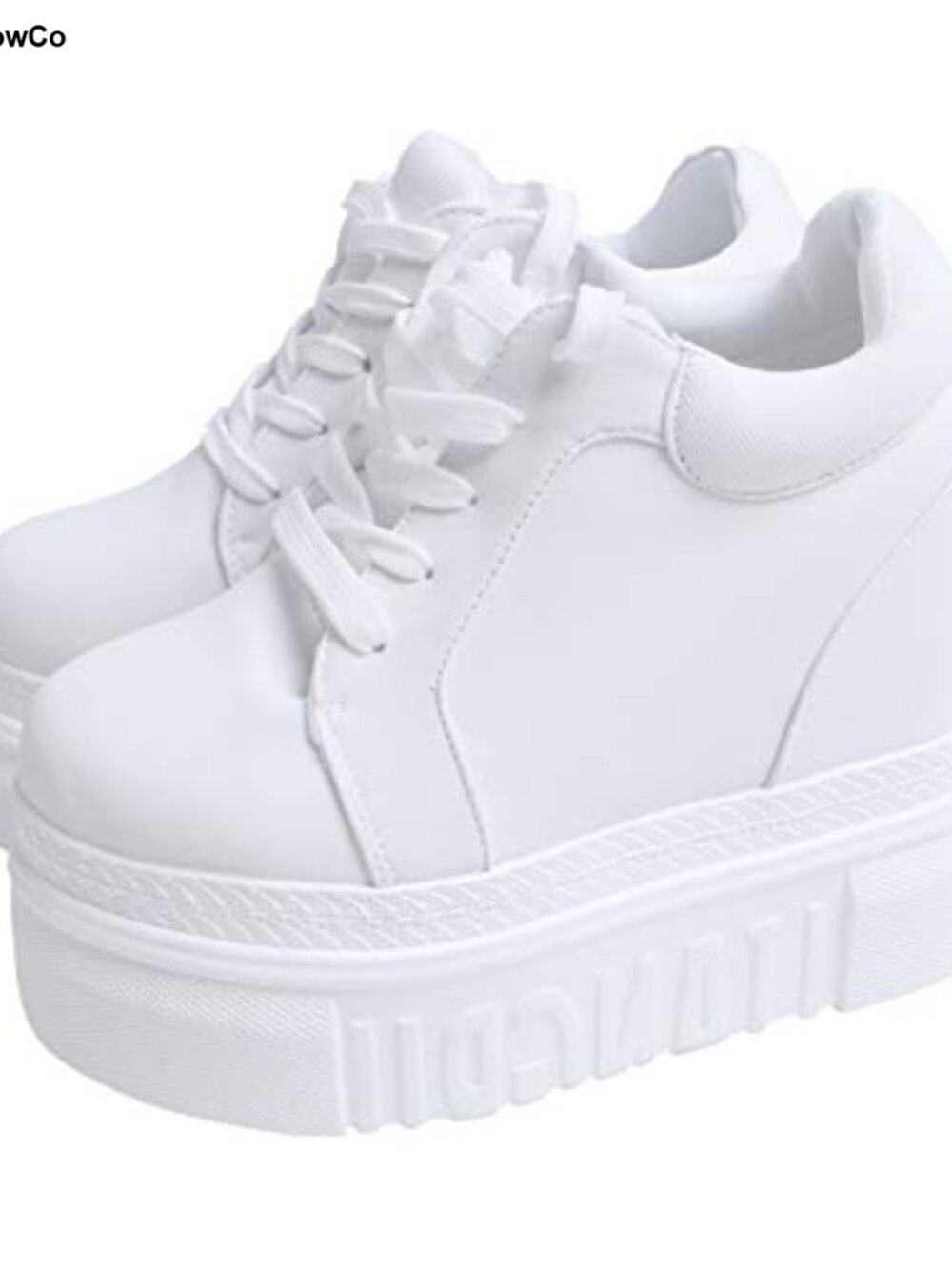 Platform Sneakers High Hidden Heel Wedge Canvas Lace Up Walking Shoes